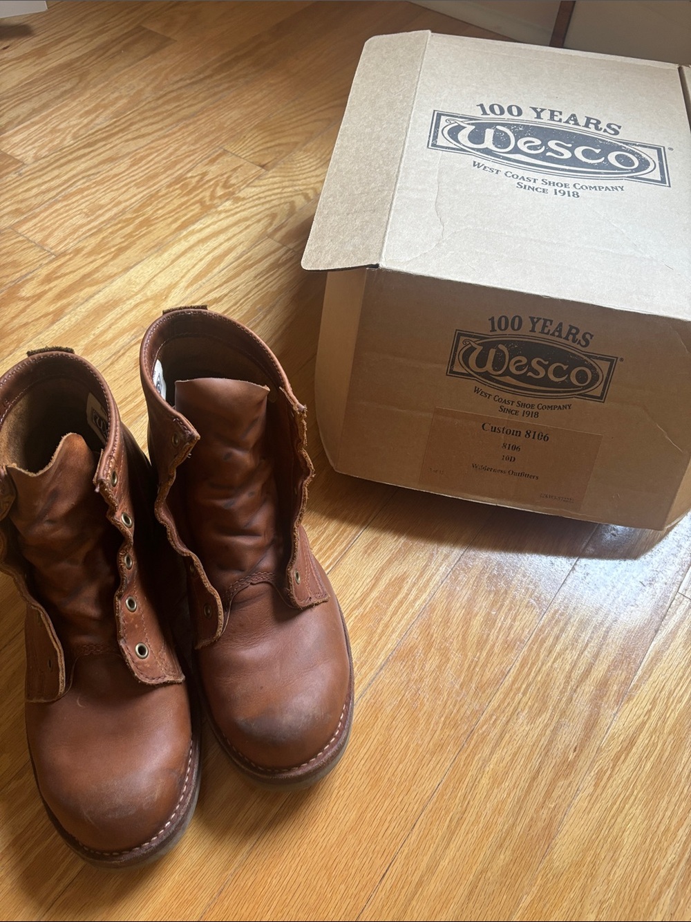 Wesco Men's Tan Leather Lace-Up Work Boots